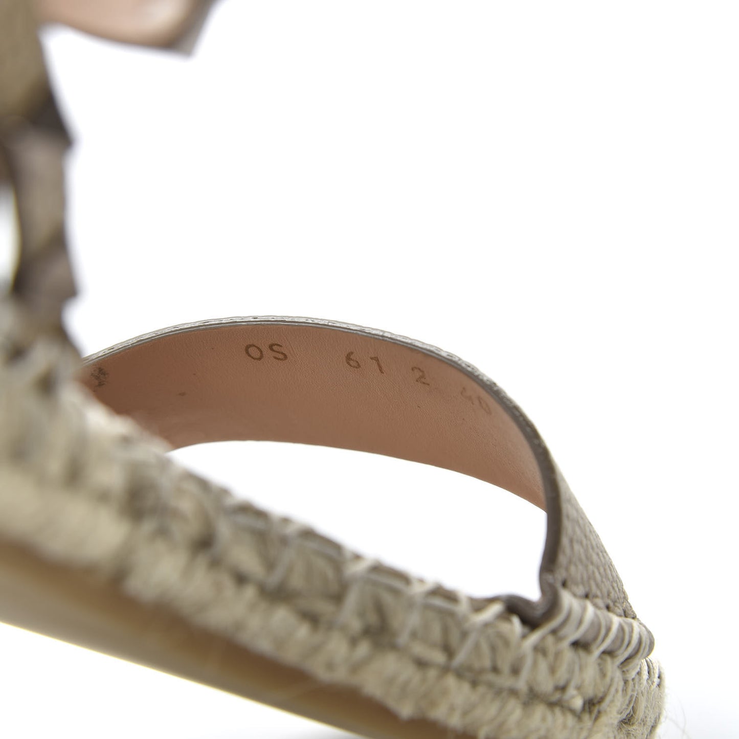 Metallic Calfskin Rockstud Ankle Strap Espadrille Flat Sandals 40 Skin