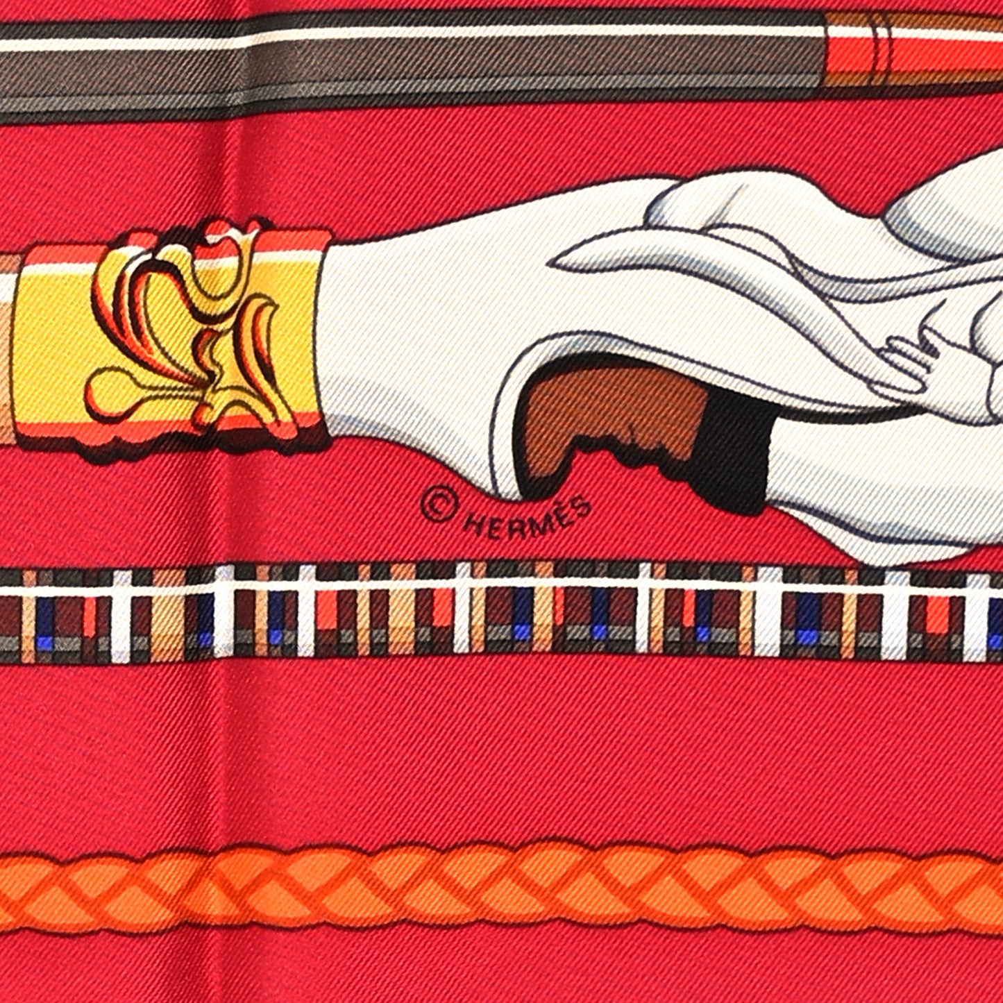 Silk Les Cannes Scarf 90 Scarf Rouge H Grege Bleu