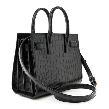 Saint Laurent Calfskin Crocodile Embossed Nano Sac De Jour Black 3 of 11