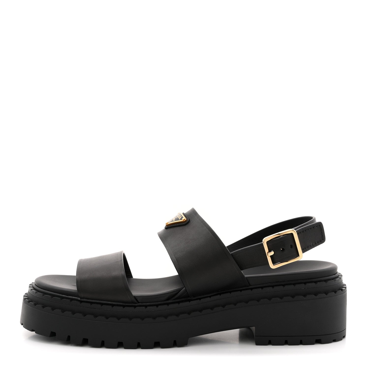 Prada Nappa Metal Triangle Logo Slingback Sandals 40 Black 1 of 16
