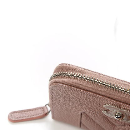 Chanel Metallic Caviar Chevron Quilted Vintage Mademoiselle Zip Coin Purse Pink 12 of 12