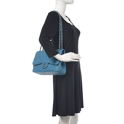 Chanel Iridescent Caviar Quilted Jumbo Double Flap Blue 2 of 13