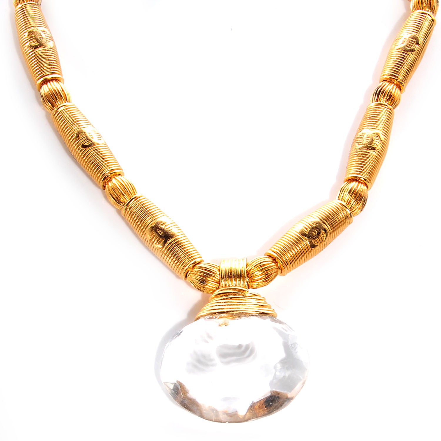 Chanel Crystal Necklace Gold 1 of 5