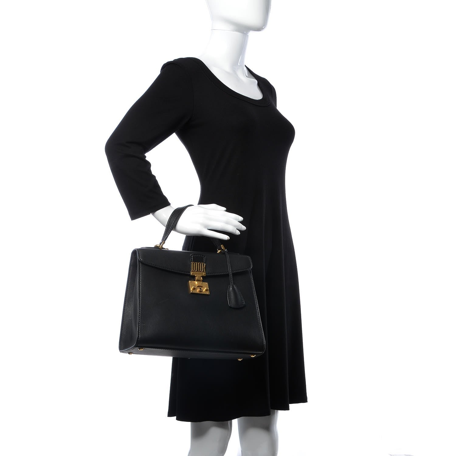 Christian Dior Calfskin Dioraddict Bohemian Strap Top Handle Black 2 of 8