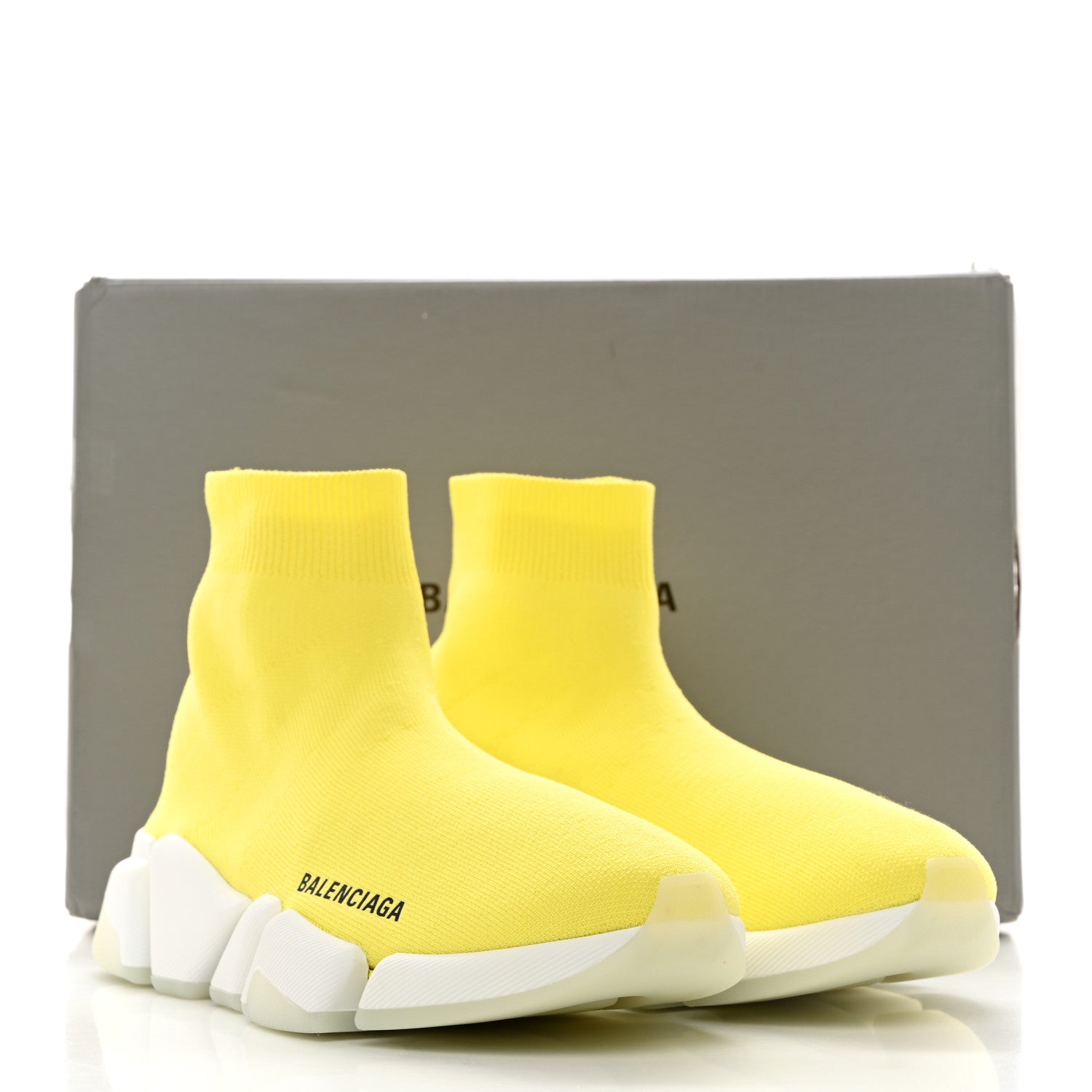 Balenciaga Ribbed Knit Womens Speed 2.0 Transparent Sole Sneakers 38 Yellow 9 of 9