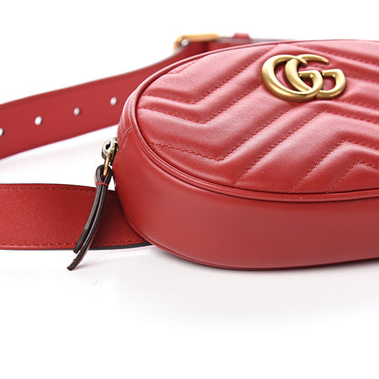 Gucci Calfskin Matelasse GG Marmont Belt Bag 85 34 Hibiscus Red 7 of 9