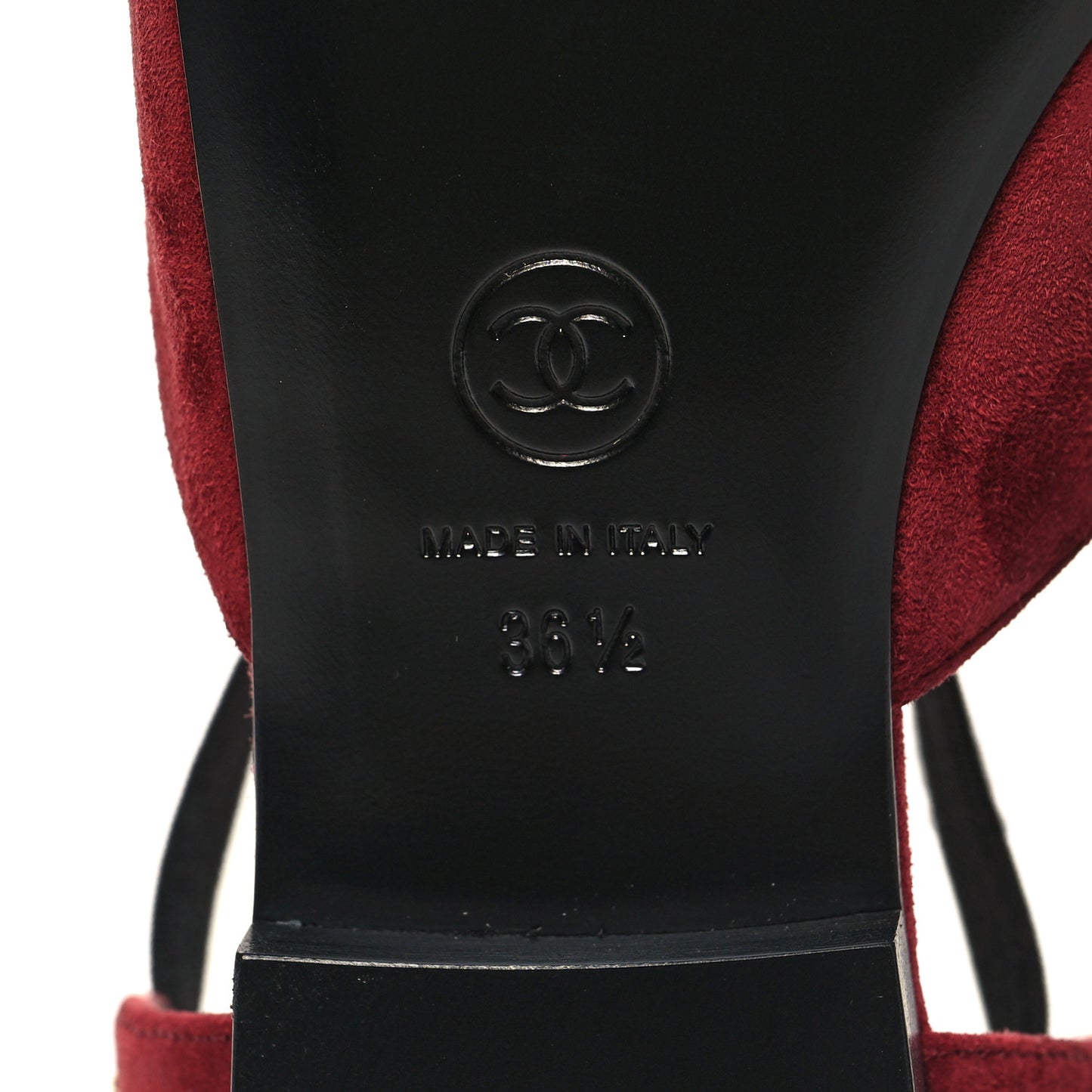 Grosgrain Suede Cap Toe CC Flats 36.5 Burgundy Black