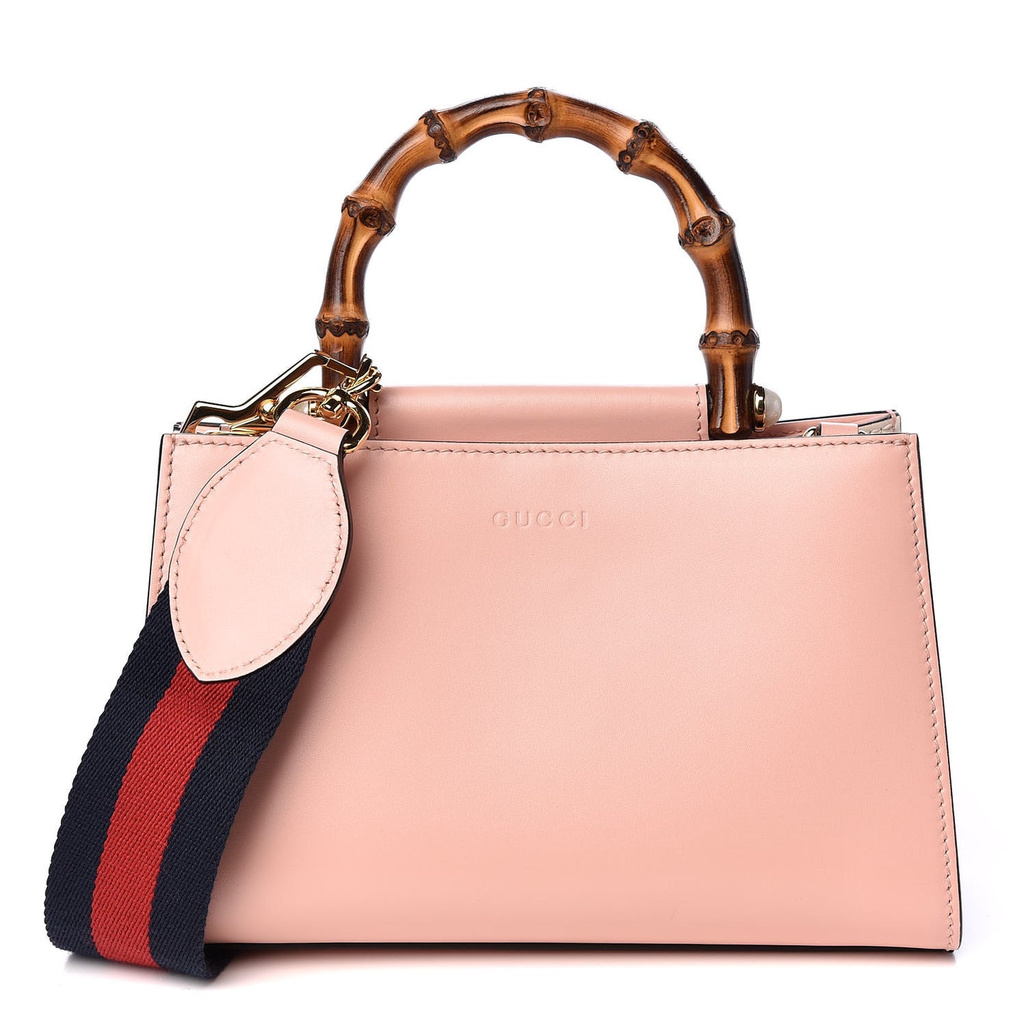 Nappa Bamboo Web Mini Nymphaea Top Handle Bag Perfect Pink Mystic White