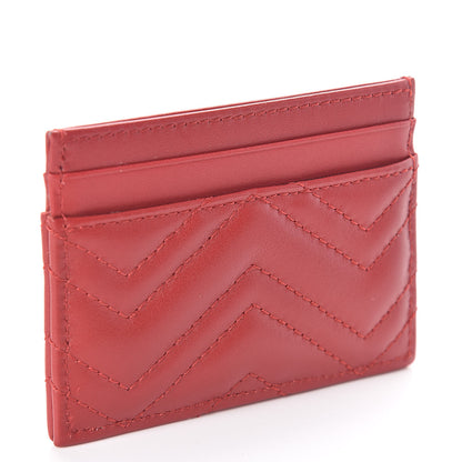 Gucci Calfskin Matelasse GG Marmont Card Holder Hibiscus Red 3 of 7