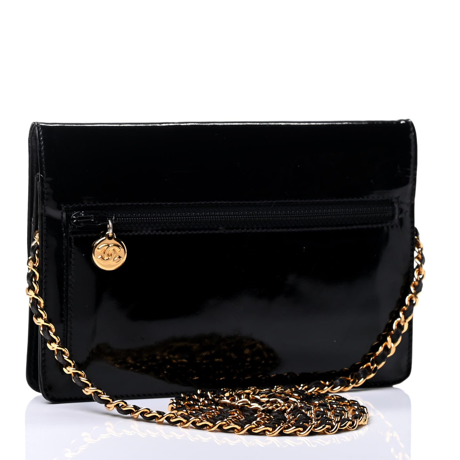 Chanel Patent Timeless CC Wallet On Chain WOC Black 2 of 4