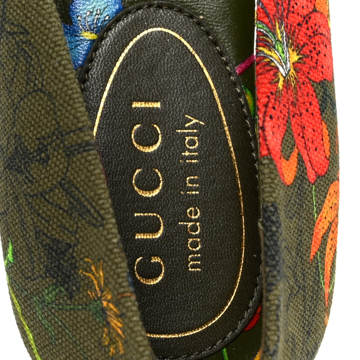 Gucci Sepang Flora Faded Canvas GG Marmont Ballerina Flats 38 Dark Green 6 of 9