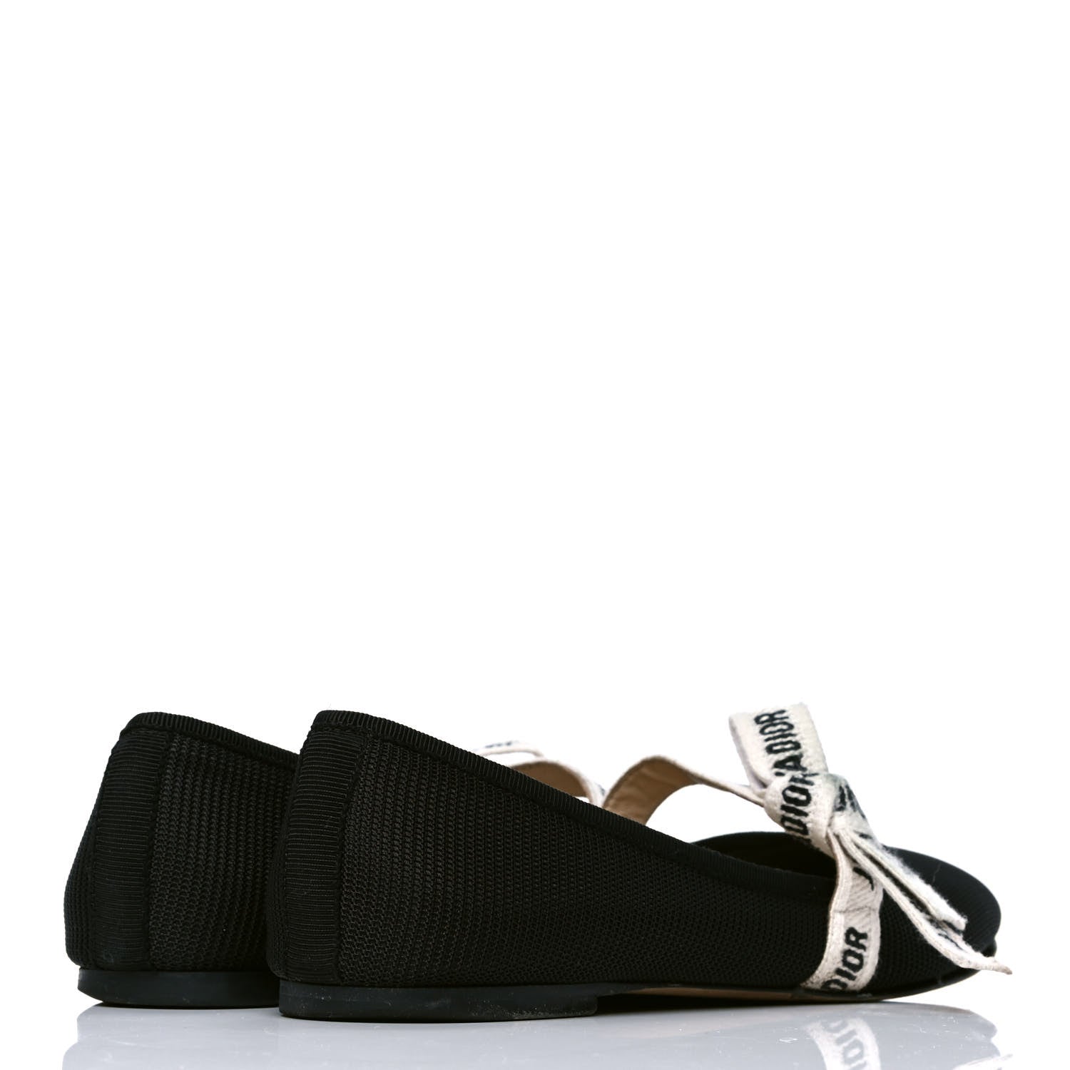 Christian Dior Fabric Ribbon Embroidered J'Adior Ballet Flats 37 Black 3 of 6