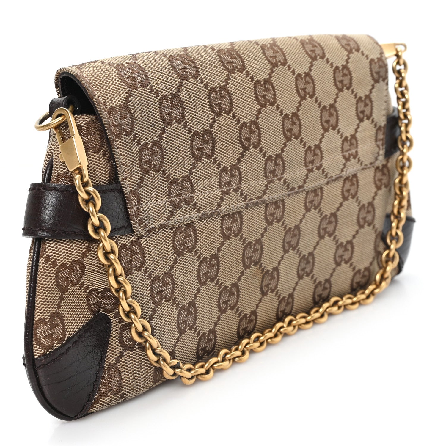 Gucci Monogram Horsebit Clutch Dark Brown 3 of 11