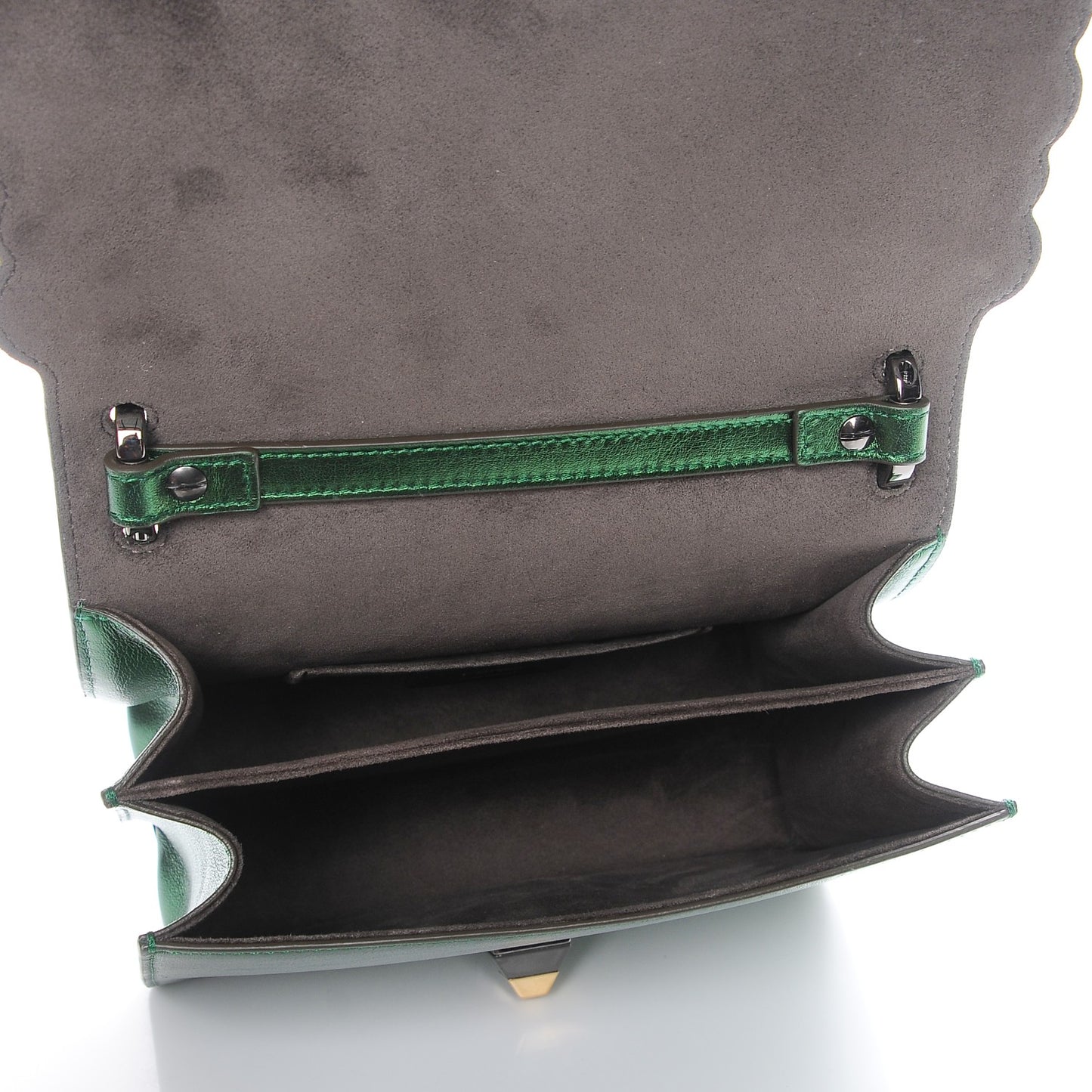Vitello Catalan Mirror Scalloped Multi Studded Small Kan I Shoulder Bag Green