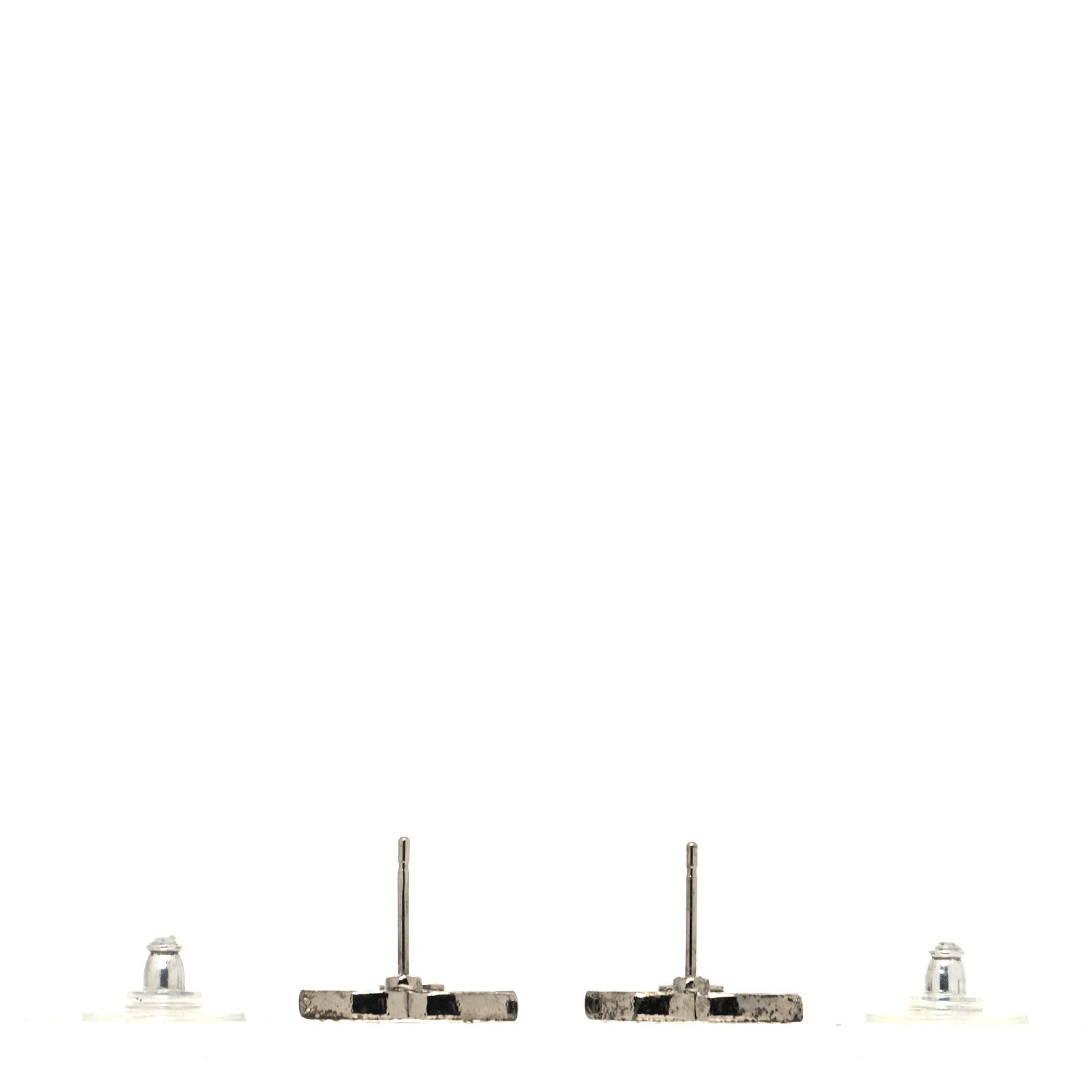 Chanel Crystal Timeless CC Earrings Silver 3 of 5