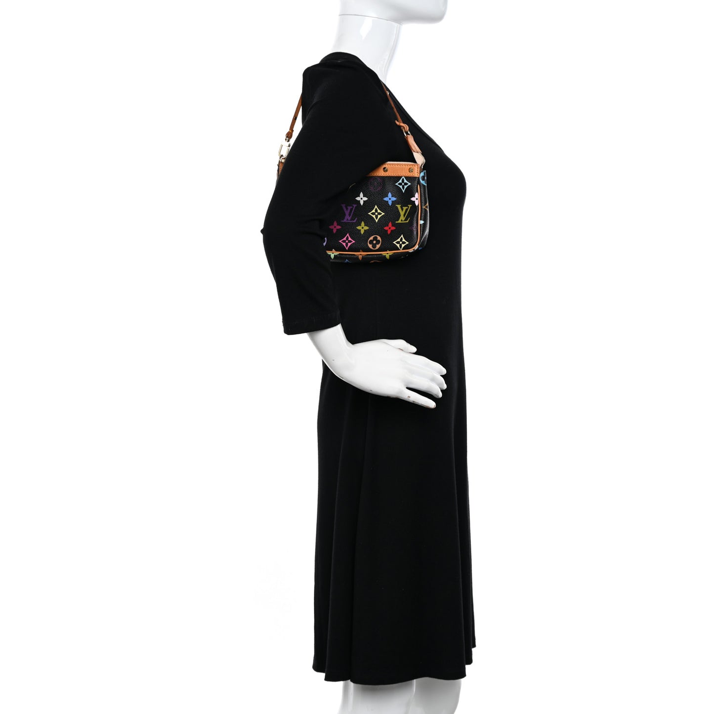 LOUIS VUITTON Monogram Multicolor Pochette Accessories Black
