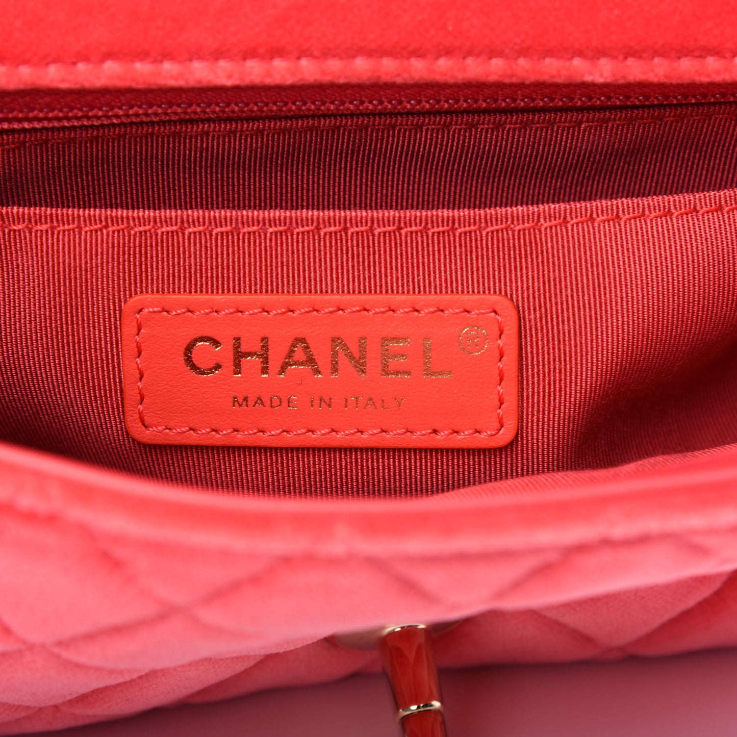 Velvet Quilted Mini Rectangular Pearl Crush Flap Coral