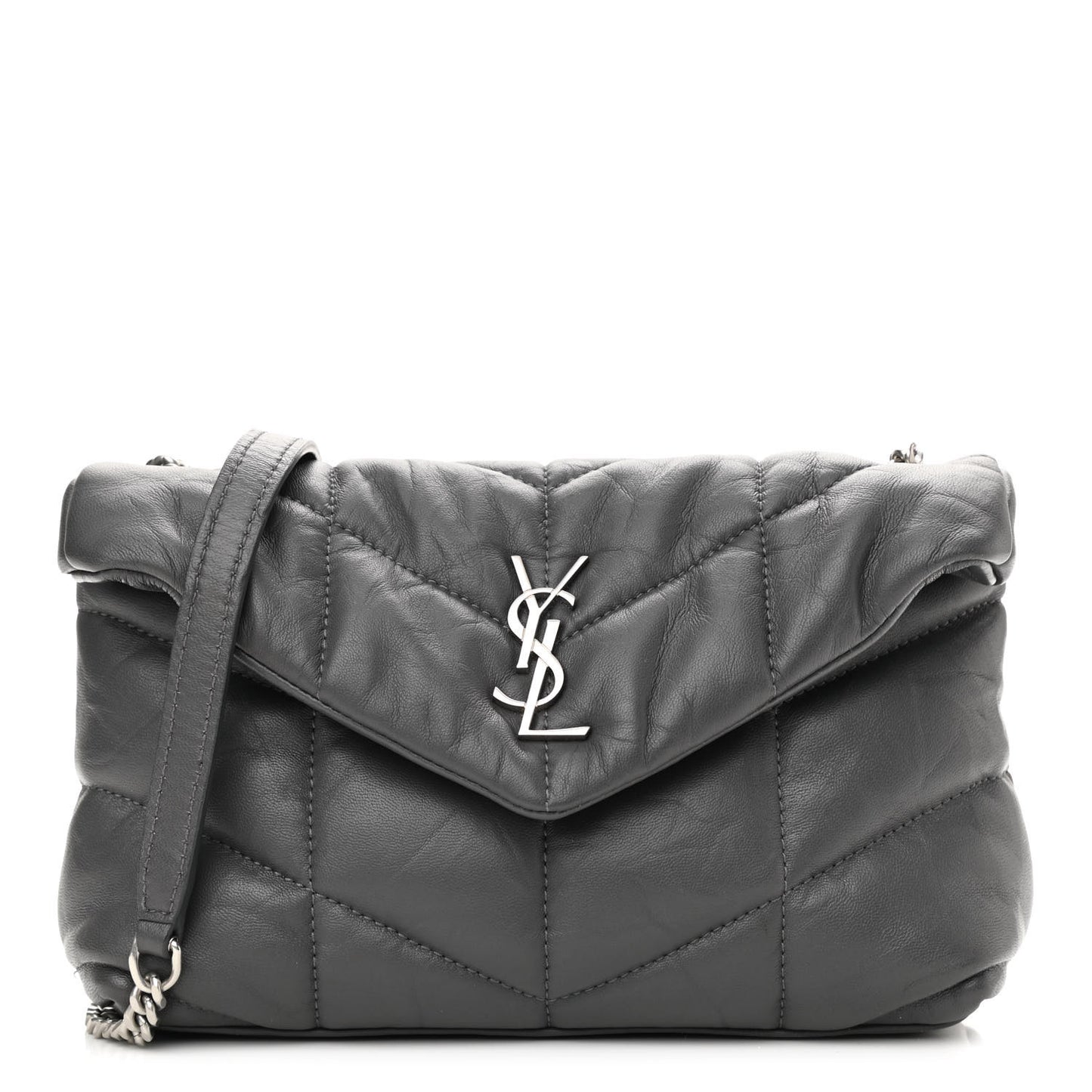 Lambskin Quilted Toy Loulou Puffer Monogram Chain Satchel Storm