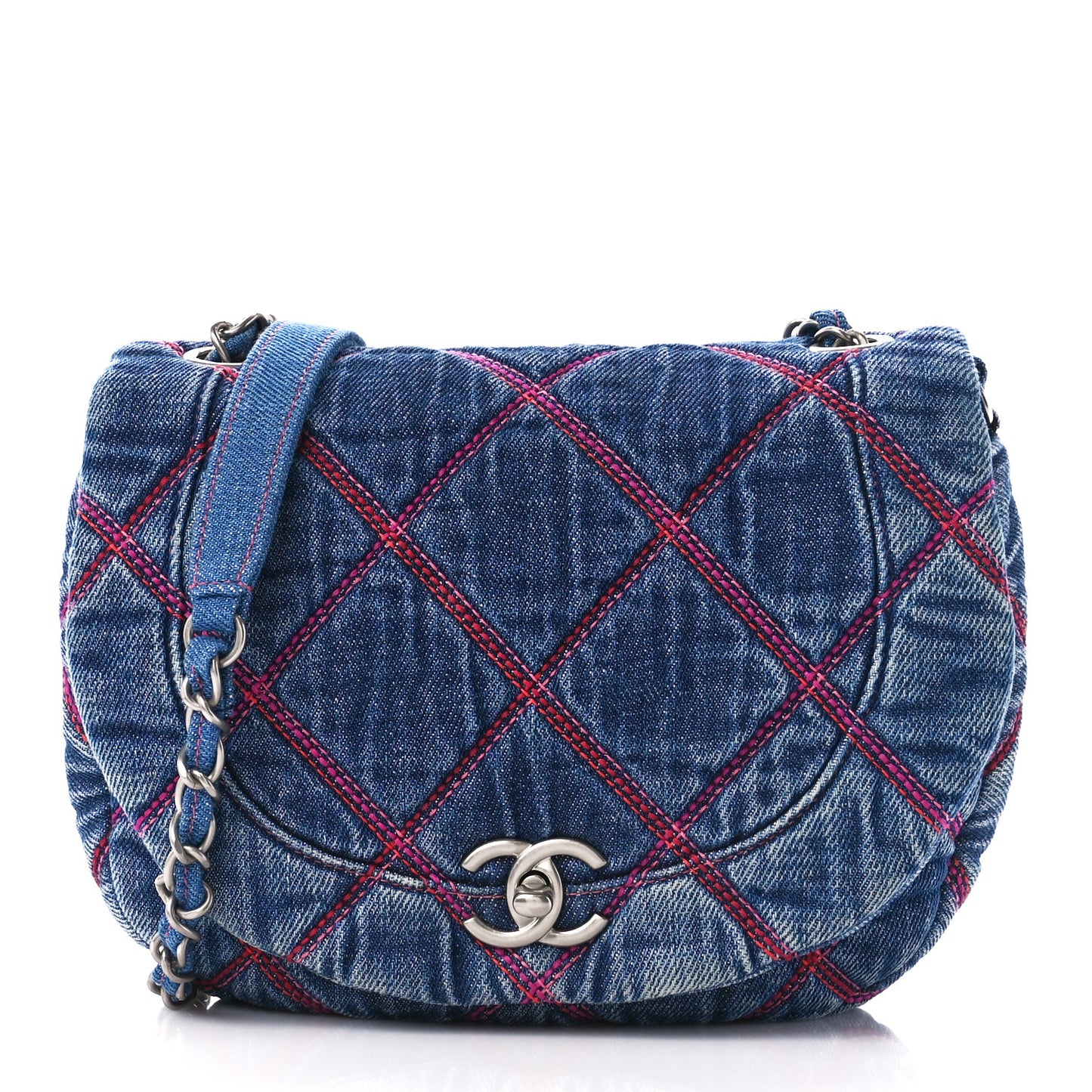 Denim Quilted Coco Beach Messenger Bag Blue