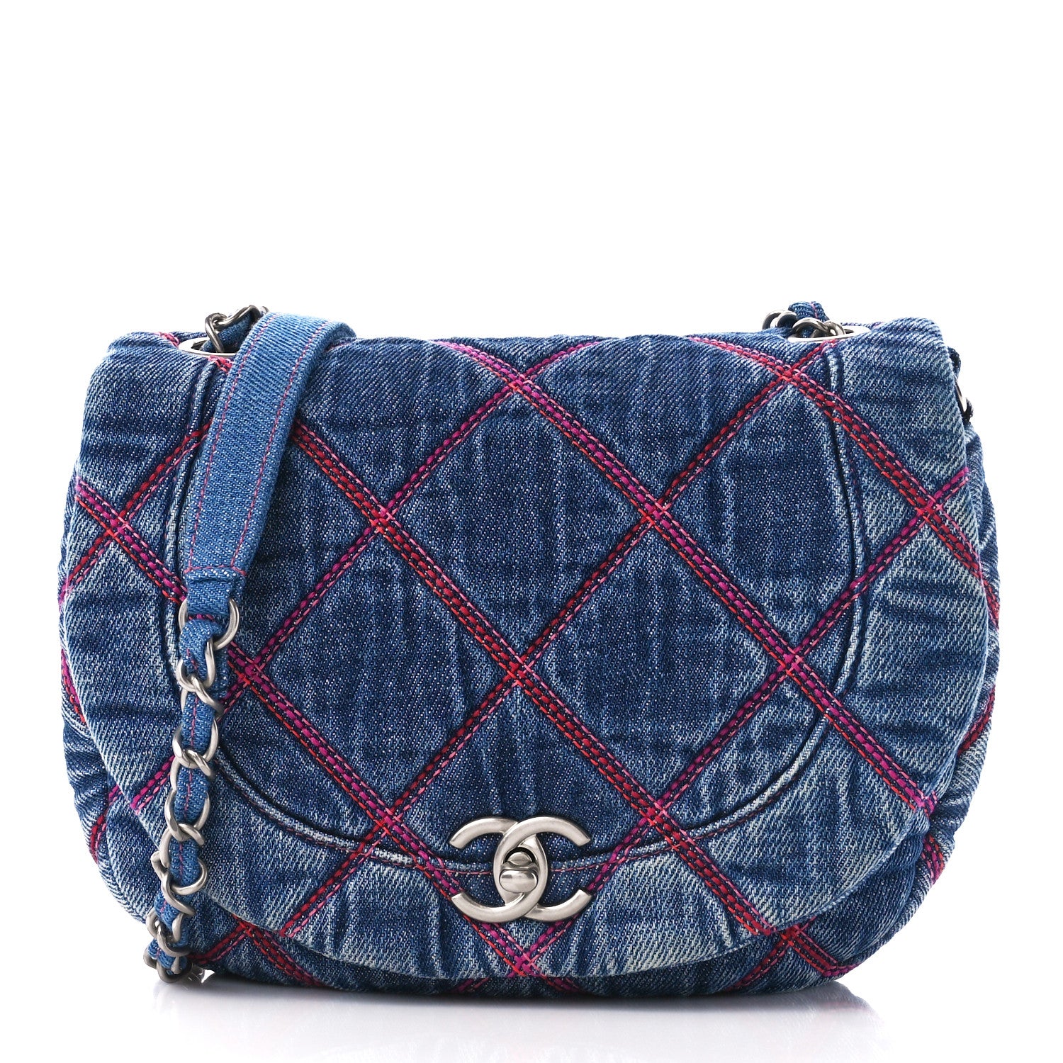 Chanel Denim Quilted Coco Beach Messenger Bag Blue 1 of 11