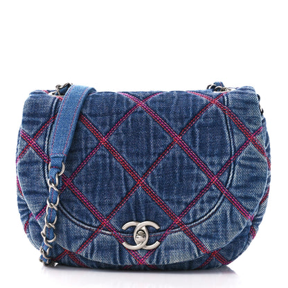 Chanel Denim Quilted Coco Beach Messenger Bag Blue 1 of 11