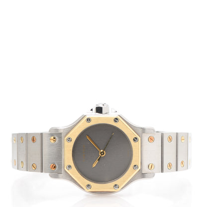Cartier Stainless Steel 18K Yellow Gold 25mm Santos Octagon Automatic Watch Gray 3 of 8
