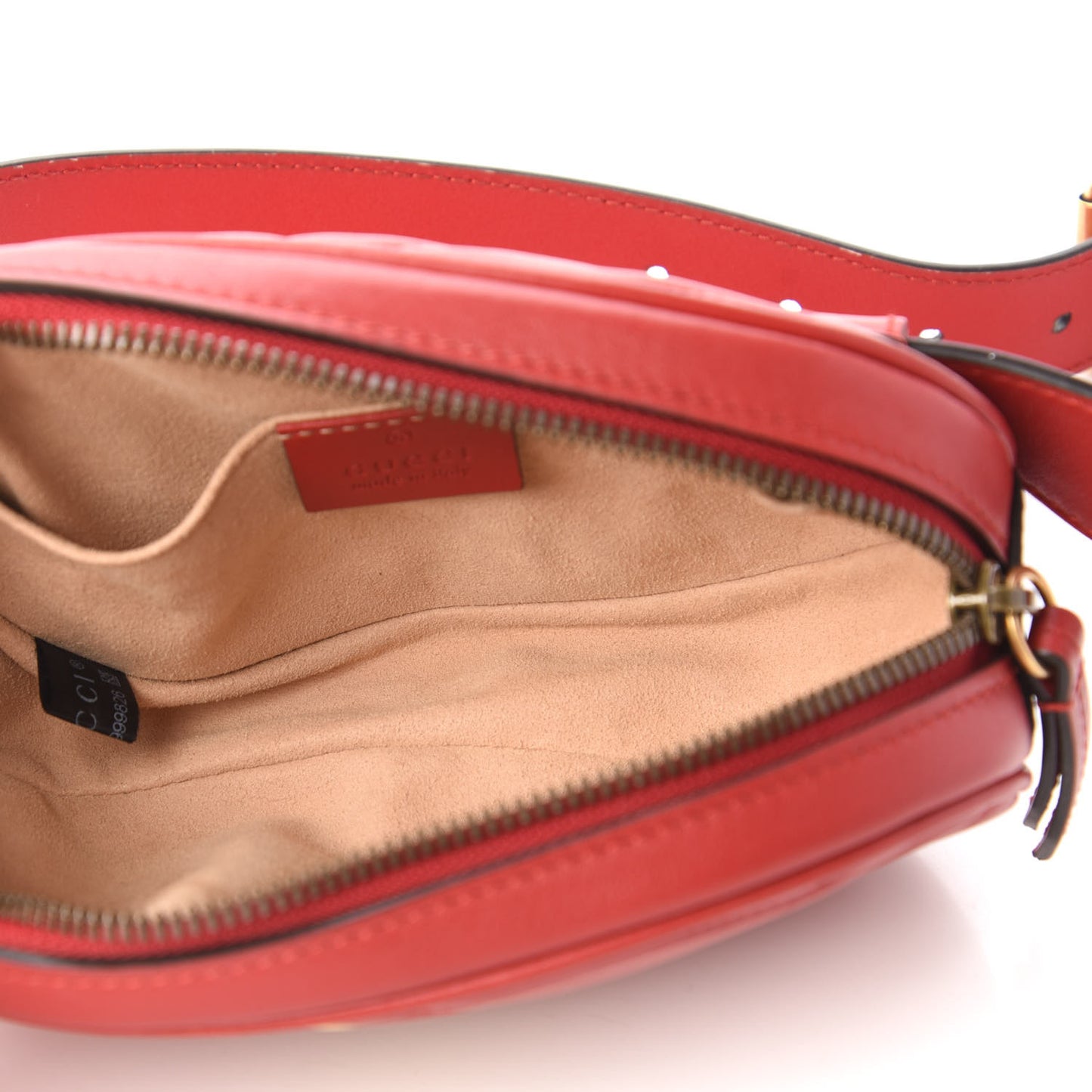 Calfskin Matelasse GG Marmont Belt Bag 85 34 Hibiscus Red