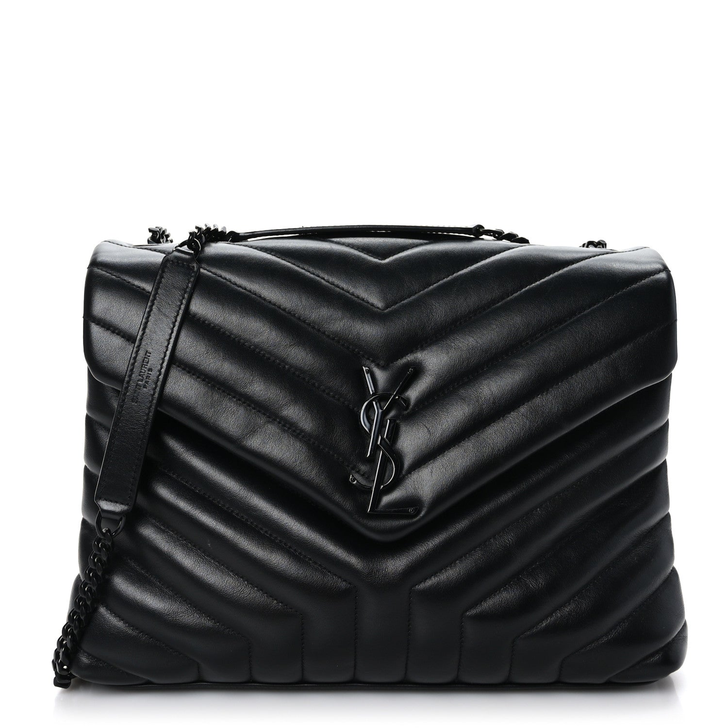 Saint Laurent Calfskin Y Quilted Monogram Monochrome Medium Loulou Chain Satchel Black 1 of 9