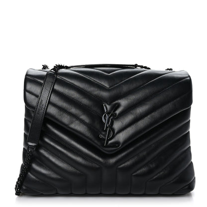 Saint Laurent Calfskin Y Quilted Monogram Monochrome Medium Loulou Chain Satchel Black 1 of 9
