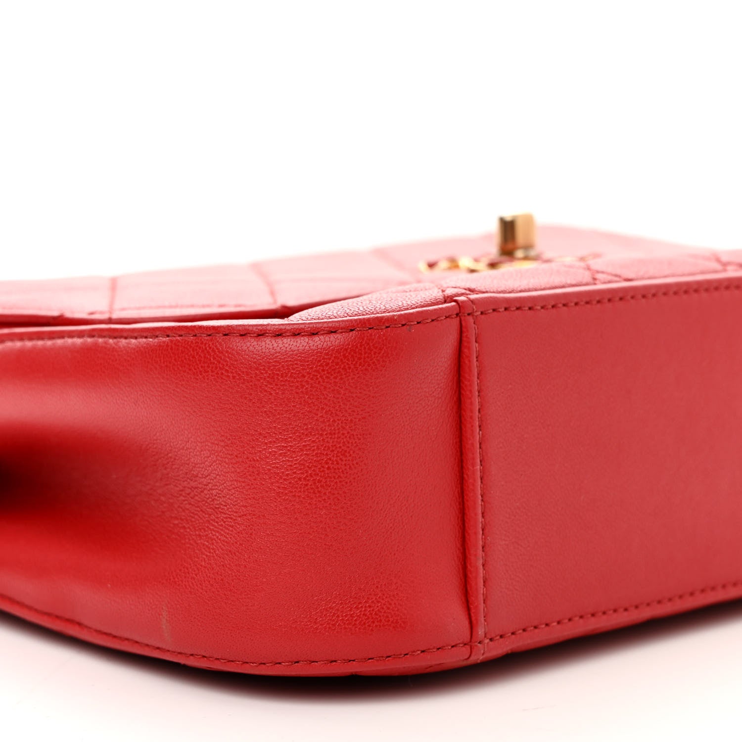 Chanel Lambskin Quilted Chain Infinity Top Handle Flap Red 9 of 11