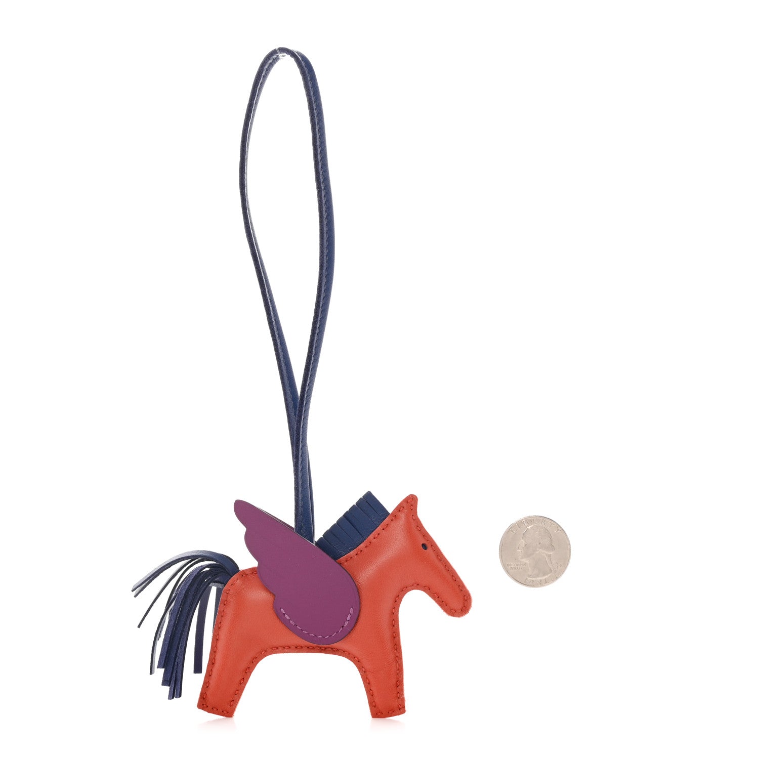 Hermes Milo Lambskin Grigri Rodeo Pegase Horse Bag Charm PM Cornaline Bleu Saphir Anemone 2 of 5
