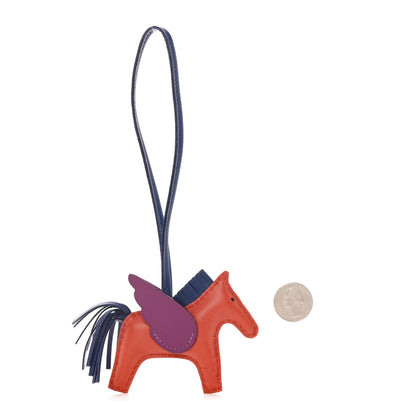 Hermes Milo Lambskin Grigri Rodeo Pegase Horse Bag Charm PM Cornaline Bleu Saphir Anemone 2 of 5