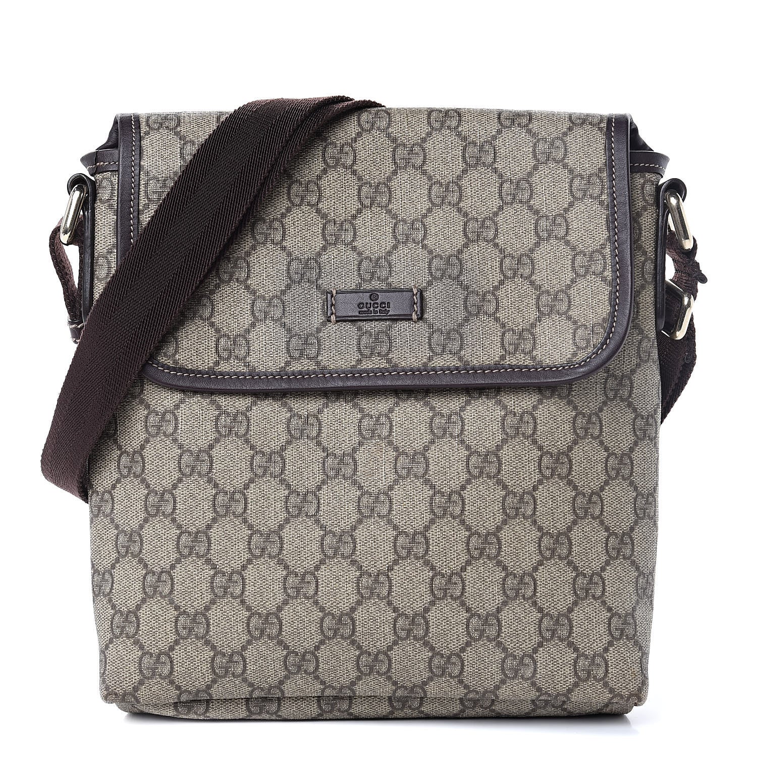 Gucci GG Plus Monogram Small Flap Messenger Bag Beige Dark Brown 1 of 13