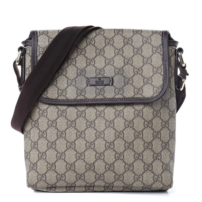 Gucci GG Plus Monogram Small Flap Messenger Bag Beige Dark Brown 1 of 13