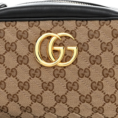 Gucci Monogram Matelasse Diagonal Small GG Marmont Chain Shoulder Bag Beige Black 8 of 11