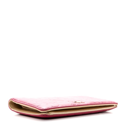 Chanel Lambskin Camellia Embossed Yen Wallet Fuchsia 4 of 10