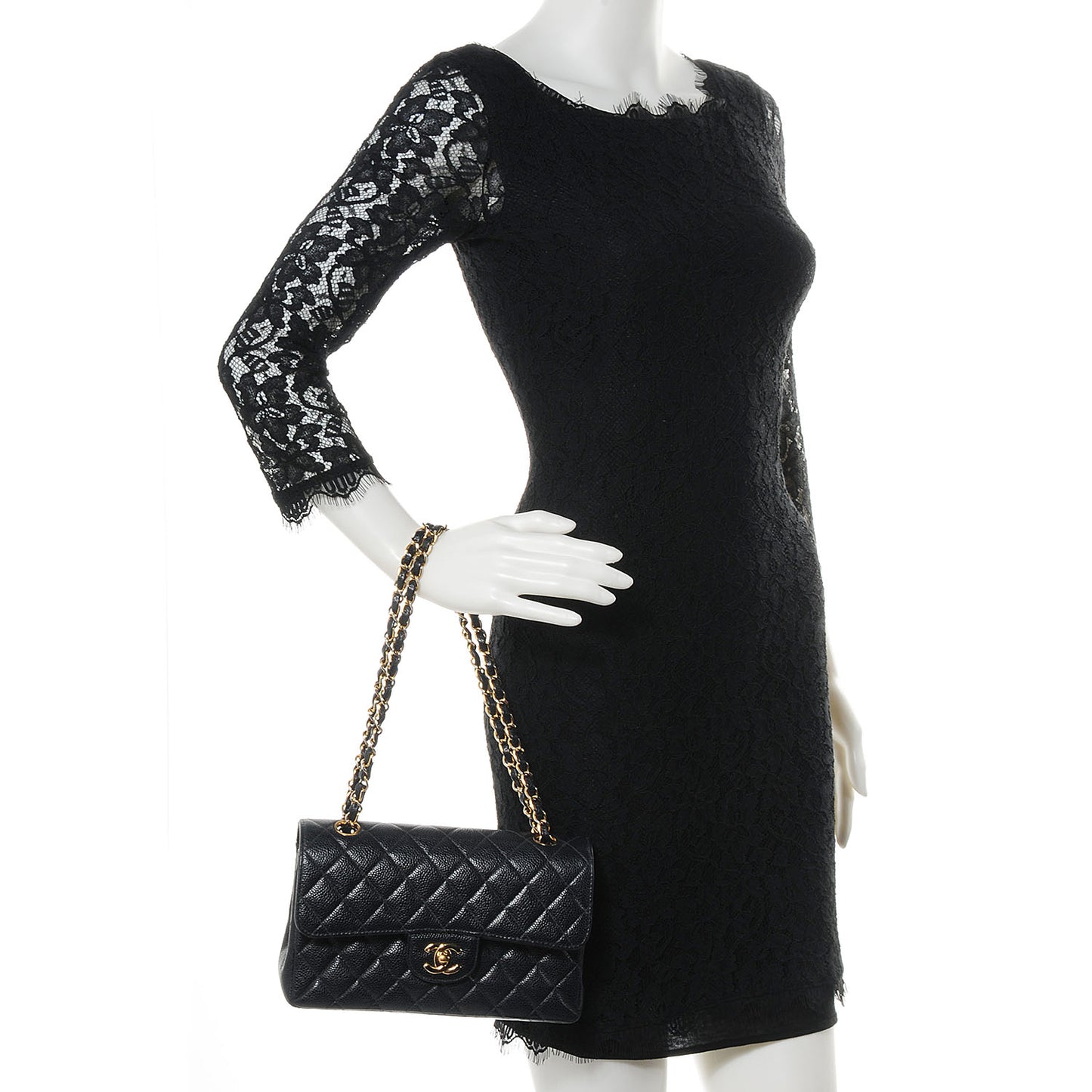 Caviar Quilted Small Double Flap Black