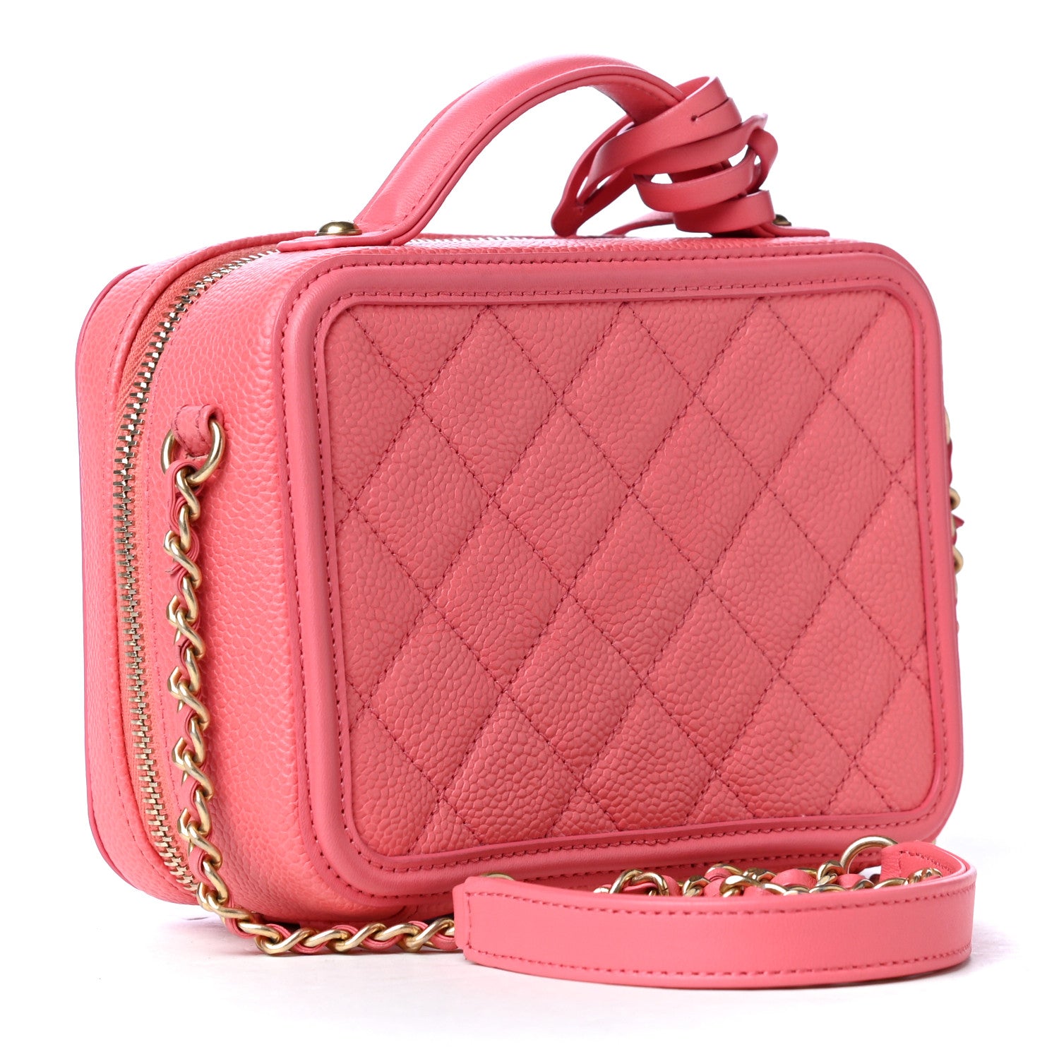 Chanel Caviar Quilted Small CC Filigree Vanity Case Pink 4 of 6