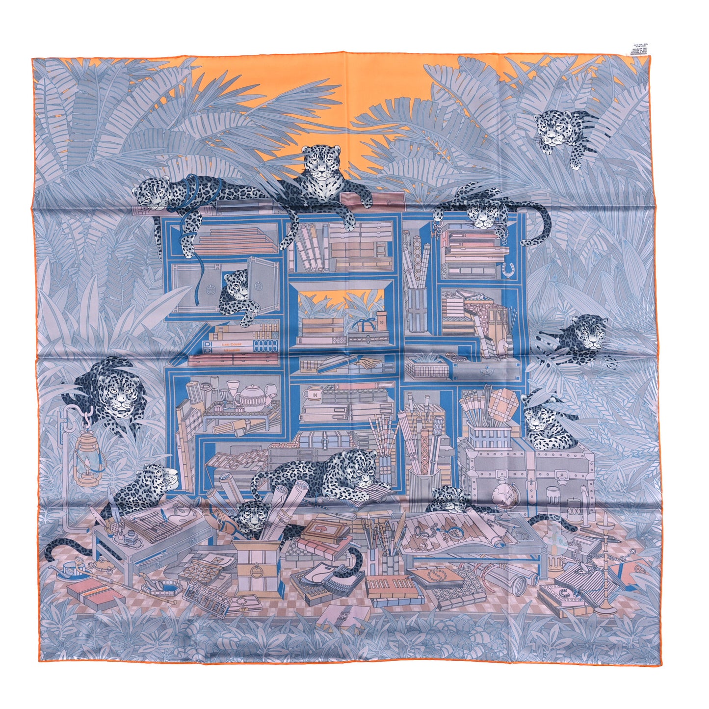 Silk Les Douze Leopards Double Face Scarf 90 Rose Poudre Ardois