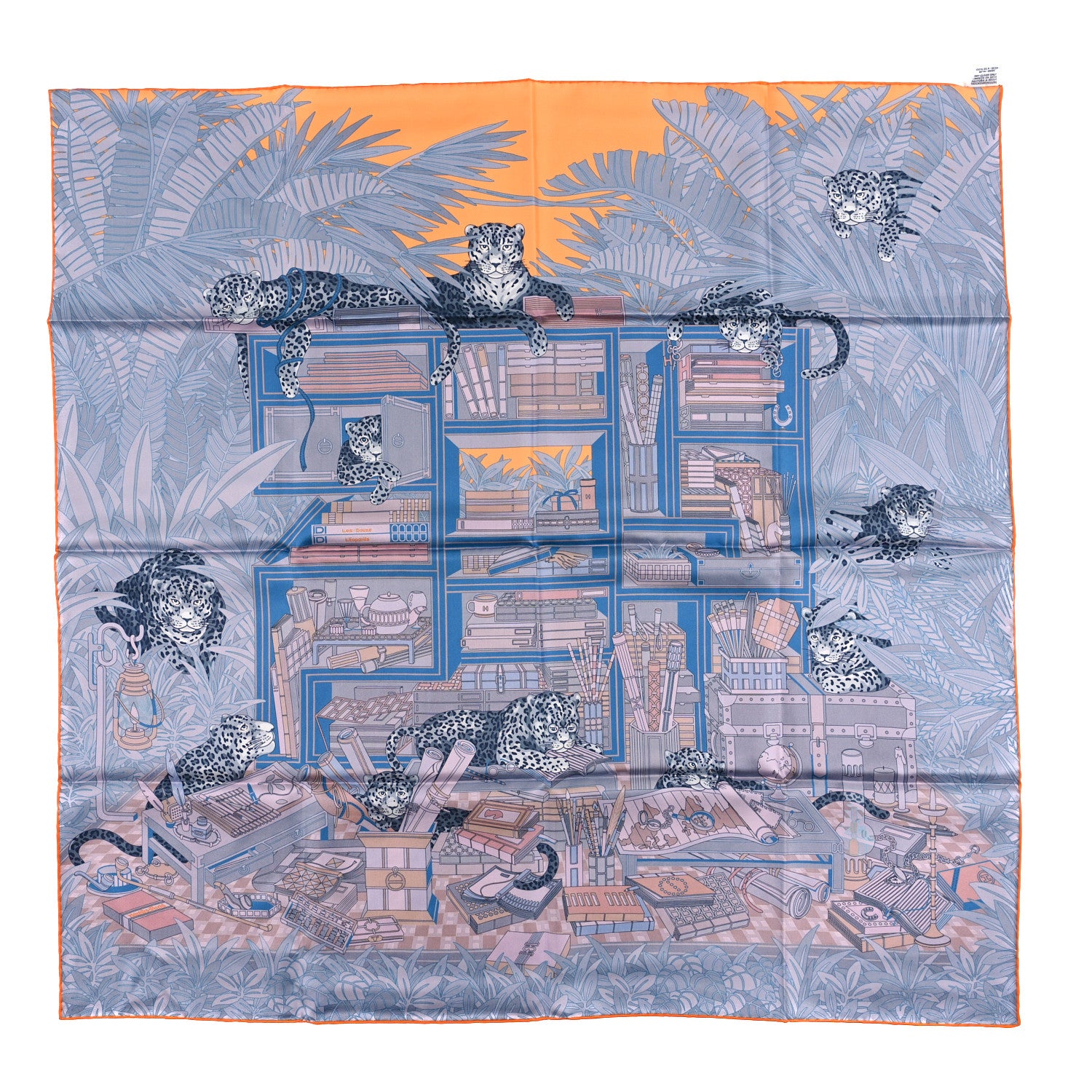 Hermes Silk Les Douze Leopards Double Face Scarf 90 Rose Poudre Ardois 4 of 4