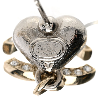 Chanel Crystal CC Heart Drop Earrings Gold Silver 4 of 5
