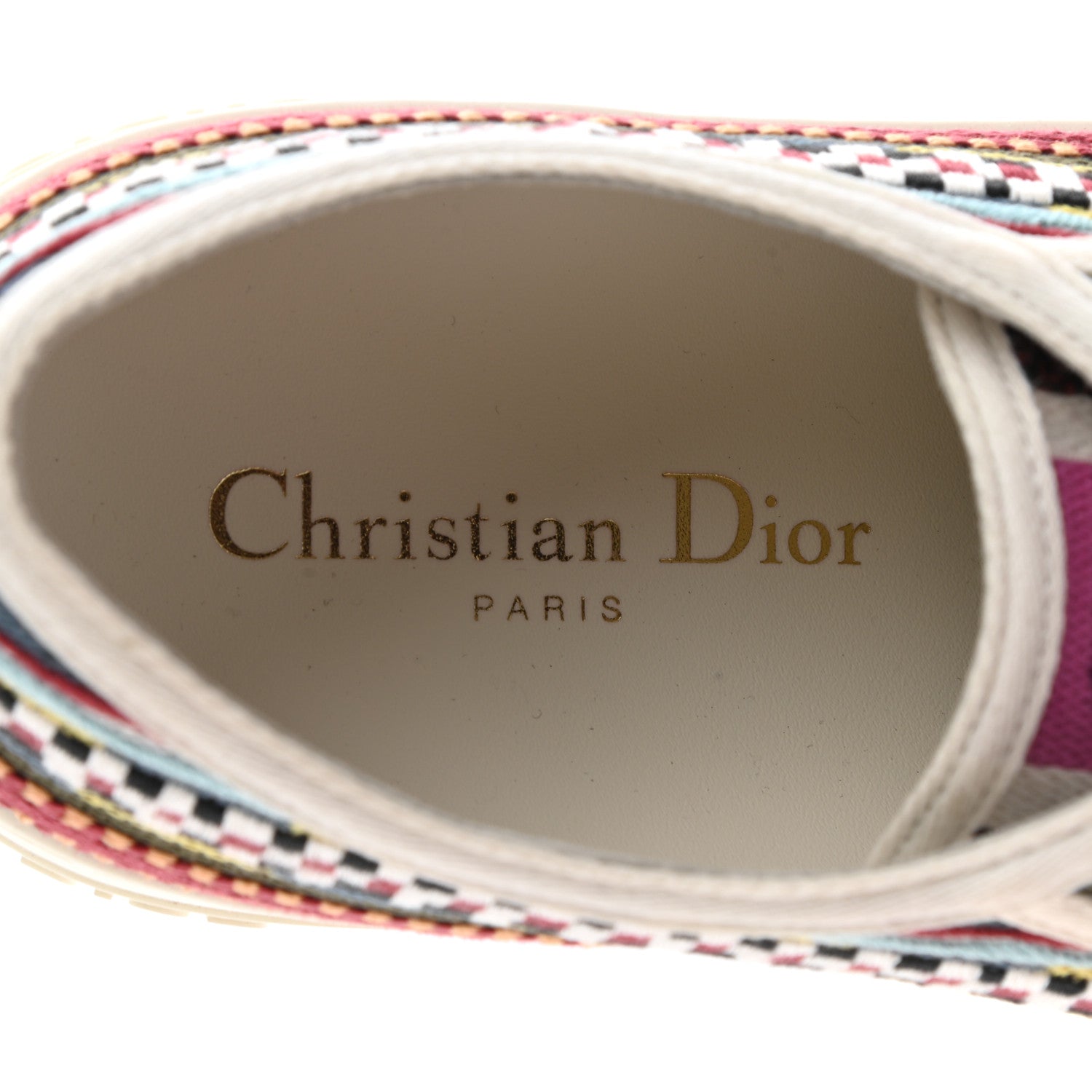 Christian Dior Canvas Ethnic Embroidered Womens Walk'N'Dior Low Top Sneakers 39.5 Fuchsia 7 of 8