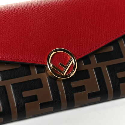 Fendi Vitello Cruise F is Fendi Bi-Color FF 1974 Embossed Continental Envelope Wallet On Chain Maya Black Fragola 5 of 6