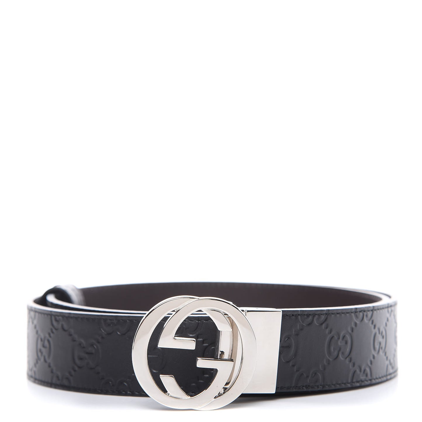 Guccissima Signature Interlocking G Reversible 37mm Belt 105 42 Black Cocoa