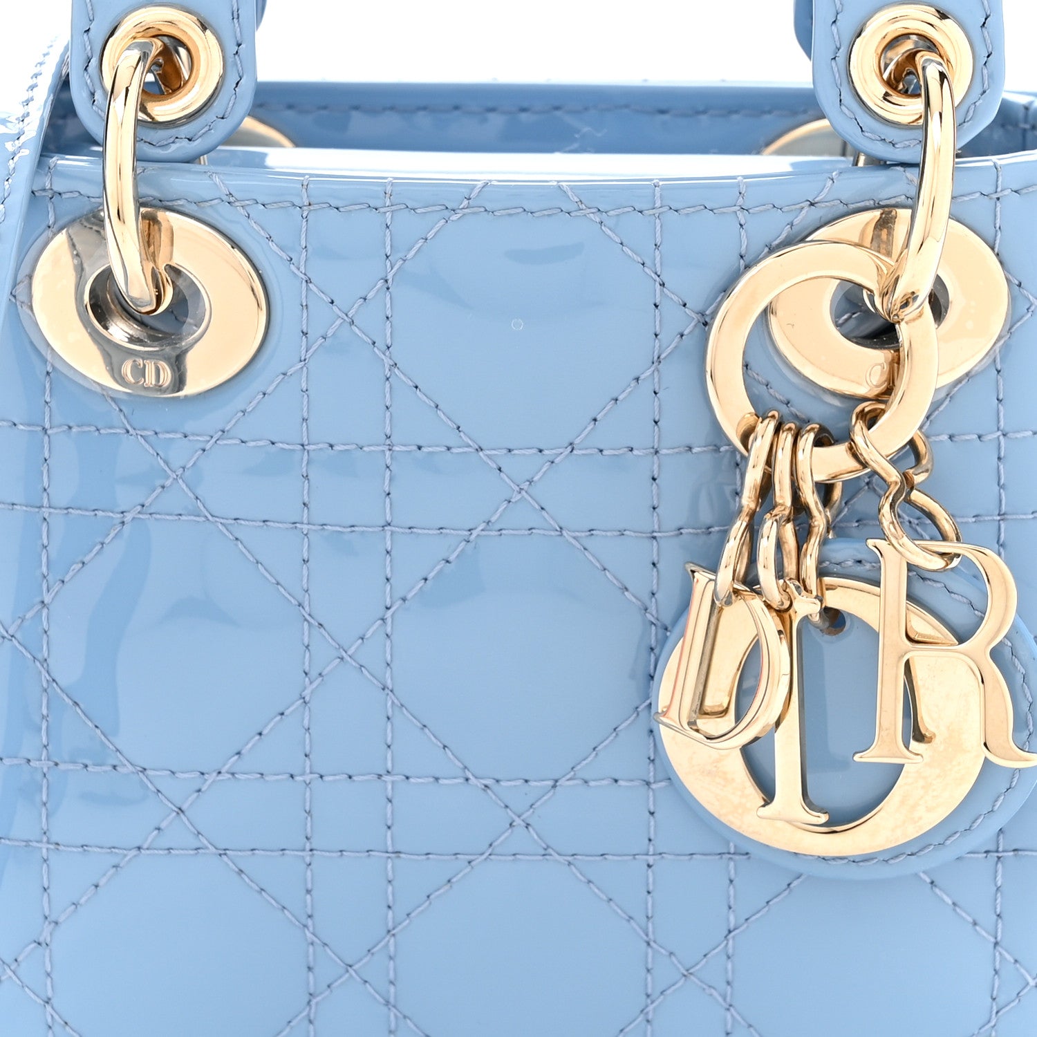 Christian Dior ブルー カンナージュ ロゴ チャーム ミュール Christian Dior Blue Ombre Pebbled Leather Saddle Keyring and