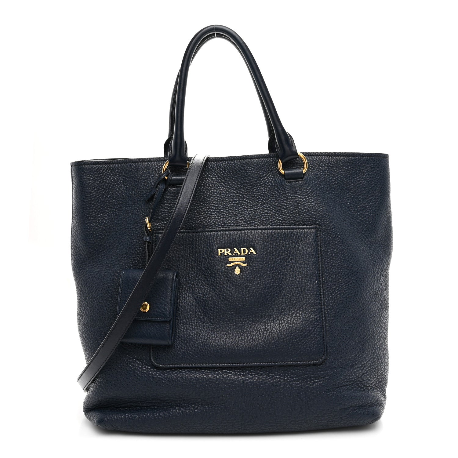 Prada Vitello Daino Pocket Shopping Tote Baltico 1 of 11