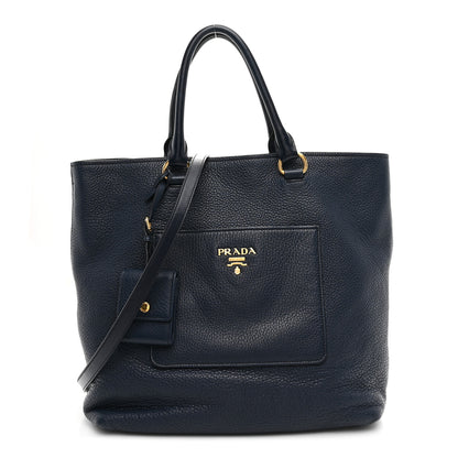 Prada Vitello Daino Pocket Shopping Tote Baltico 1 of 11