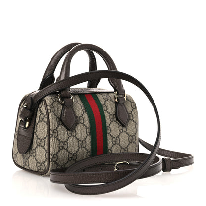 Gucci GG Supreme Monogram Web Mini Ophidia Boston Bag Beige Dark Brown Beige Dark Brown 3 of 10