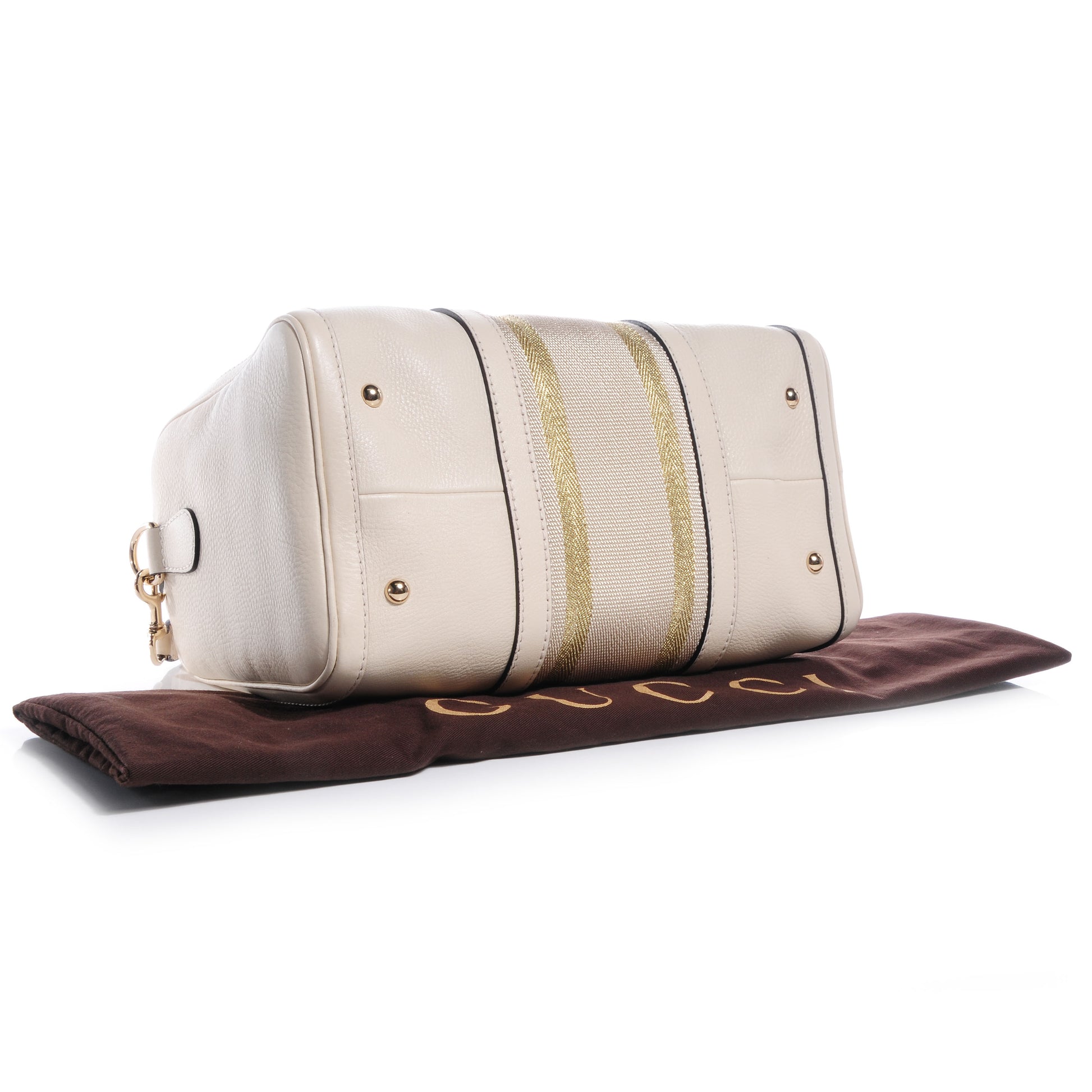 Gucci Leather Vintage Web Medium Boston Off White 4 of 7
