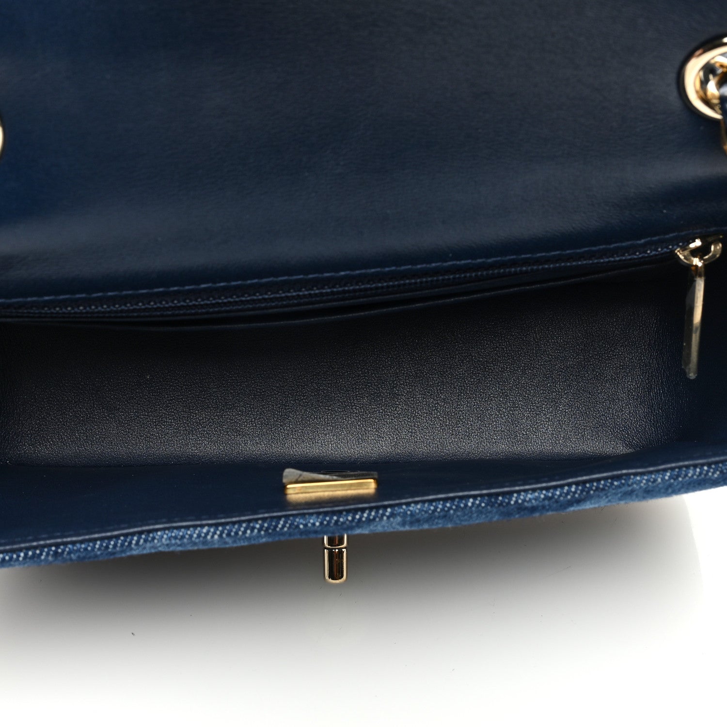 Chanel Printed Denim Quilted Mini Rectangular Flap Dark Blue 5 of 11